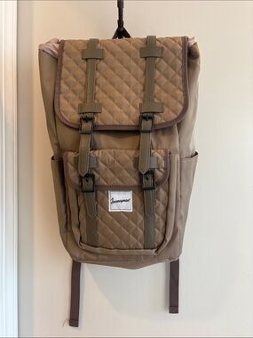 Journeyman Quilted Tan Backpack with Front Pocket